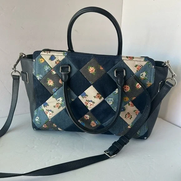 Coach NWOT Blake Denim Patchwork Satchel Handbag - Picture 8 of 12